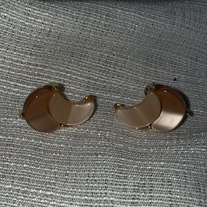 Vintage Lisner Gold and Cream Double Crescent Earrings